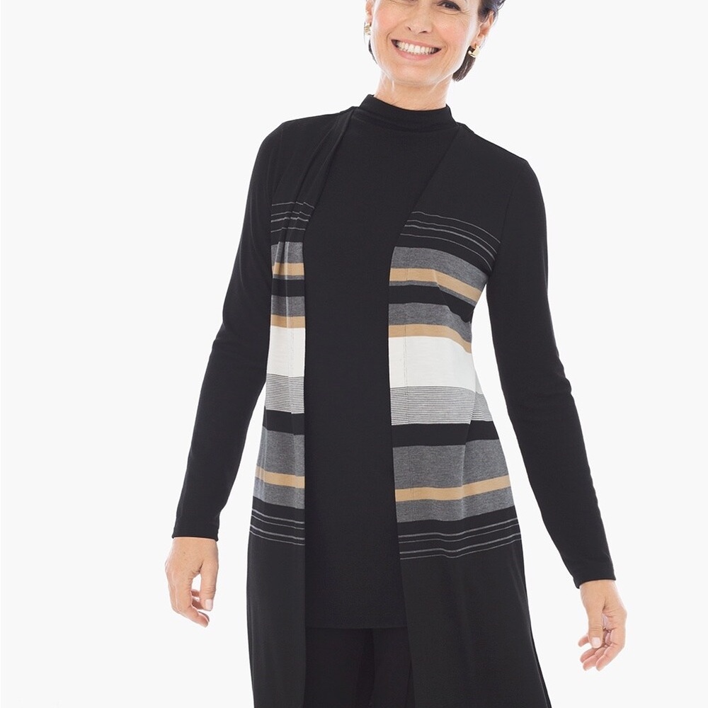 Zenergy Chicos Sheena Striped Duster Sweater Size 2